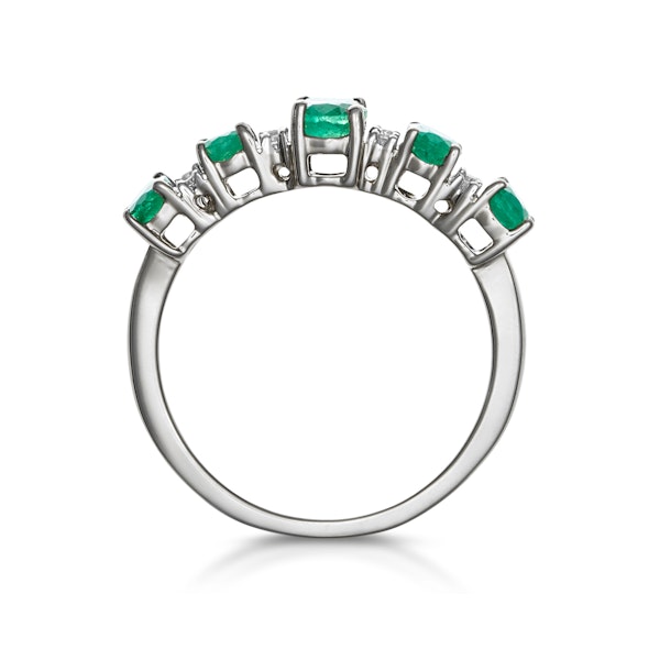 1.30ct Emerald and Lab Diamond Eternity Ring 9K White Gold - Asteria - Image 3