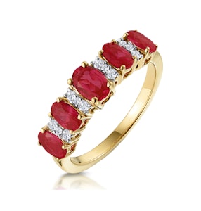 1.85ct Ruby and Lab Diamond Eternity Ring in 9K Gold - Asteria