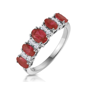 1.85ct Ruby and Lab Diamond Eternity Ring in 9K White Gold - Asteria