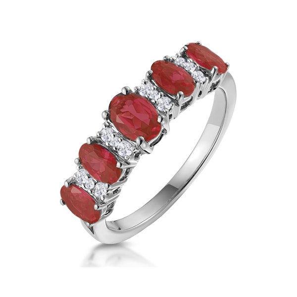 1.85ct Ruby and Lab Diamond Eternity Ring in 9K White Gold - Asteria - Image 1