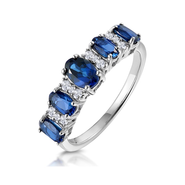 1.85ct Sapphire and Lab Diamond Eternity Ring 9KW Gold Asteria - Image 1