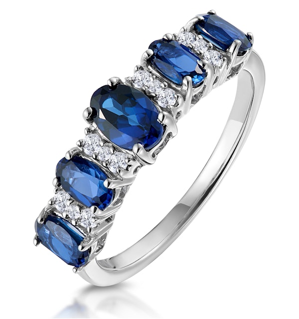 1.85ct Sapphire and Lab Diamond Eternity Ring 9KW Gold Asteria - image 1