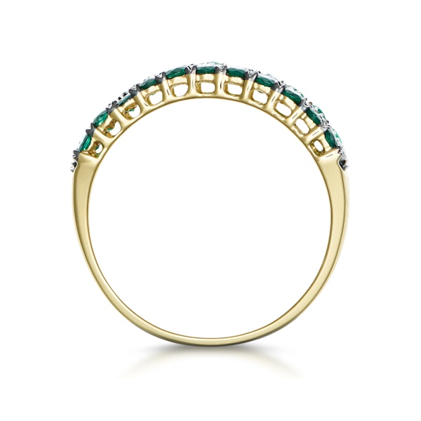 Emerald and Lab Diamond Triple Row Asteria Eternity Ring in 9K Gold - Image 3