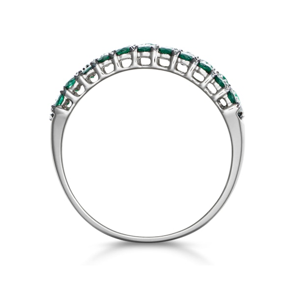 Emerald and Diamond Triple Row Asteria Eternity Ring in 18K W Gold - Image 3