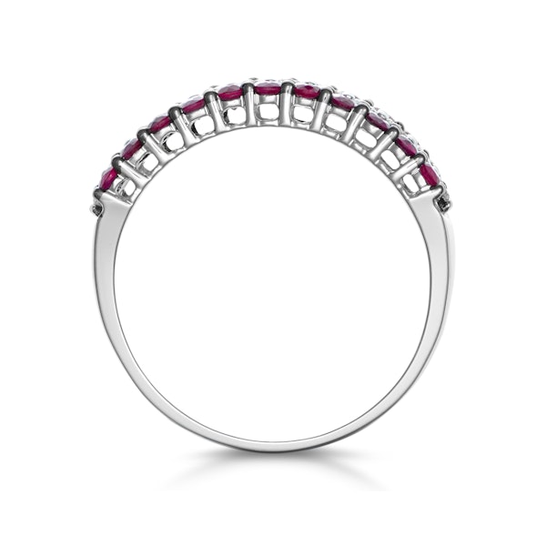 Ruby and Diamond Triple Row Asteria Eternity Ring in 18K White Gold - Image 3