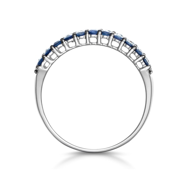 Sapphire and Diamond Triple Row Asteria Eternity Ring 18K White Gold - Image 3
