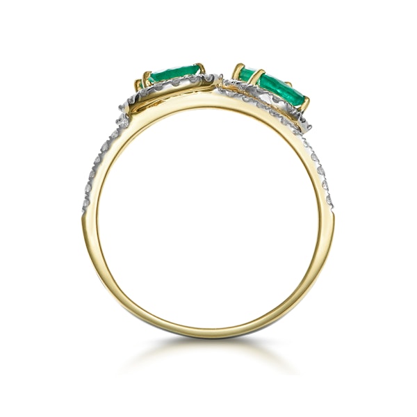 Emerald and Diamond Halo Statement Ring 18K Gold - Asteria Collection - Image 3