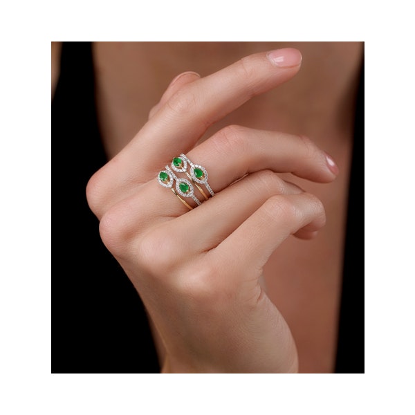 Emerald and Diamond Halo Statement Ring 18K Gold - Asteria Collection - Image 2