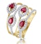Ruby and Lab Diamond Halo Statement Ring in 9K Gold - Asteria - image 1