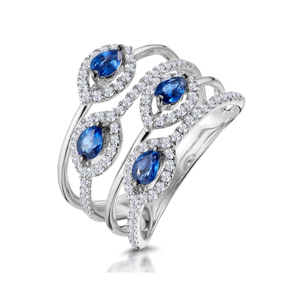 Sapphire and Diamond Statement Ring in 18KW Gold - Asteria Collection - Image 1