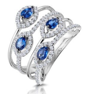 Sapphire and Diamond Statement Ring in 18KW Gold - Asteria Collection