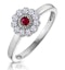 Ruby and Diamond Halo Ring in 18K White Gold - Asteria Collection - image 1