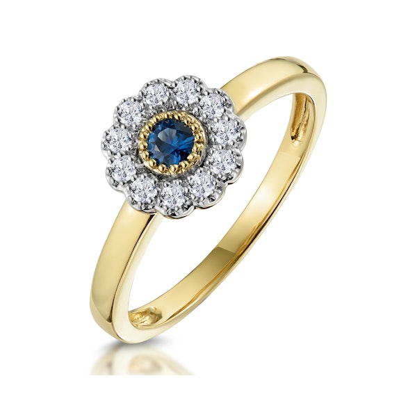 Sapphire and Diamond Halo Ring in 18K Gold - Asteria Collection - Image 1