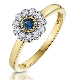 Sapphire and Diamond Halo Ring in 18K Gold - Asteria Collection