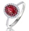 Ruby and Diamond Double Halo Ring 18K White Gold - Asteria Collection - image 1