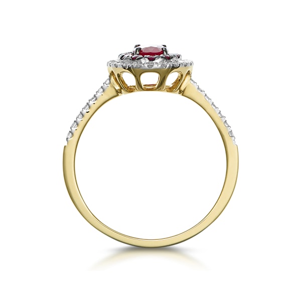 Ruby and Diamond Double Halo Ring in 18K Gold - Asteria Collection - Image 3