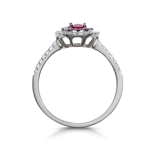 Ruby and Diamond Double Halo Ring 18K White Gold - Asteria Collection - Image 3