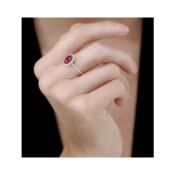 Ruby and Diamond Double Halo Ring in 18K Gold - Asteria Collection - Image 2