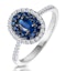 Sapphire and Lab Diamond Double Halo Ring 9KW Gold - Asteria - image 1