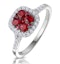 Ruby and Diamond Halo Square Ring 18K White Gold - Asteria Collection - image 1