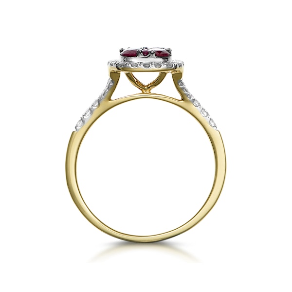 Ruby and Diamond Halo Square Ring in 18K Gold - Asteria Collection - Image 3