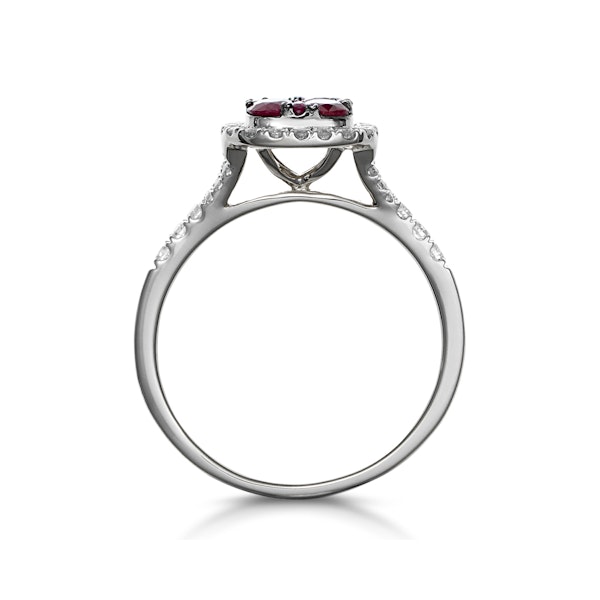 Ruby and Diamond Halo Square Ring 18K White Gold - Asteria Collection - Image 3