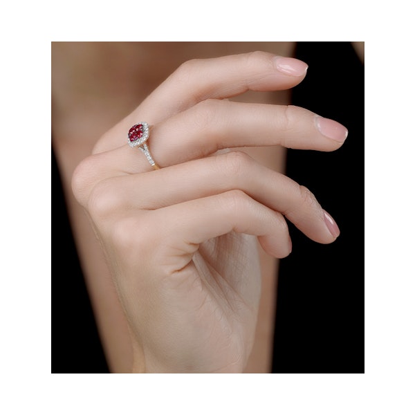 Ruby and Diamond Halo Square Ring in 18K Gold - Asteria Collection - Image 2