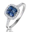 Sapphire and Lab Diamond Halo Square Ring 9KW Gold Asteria Collection - image 1