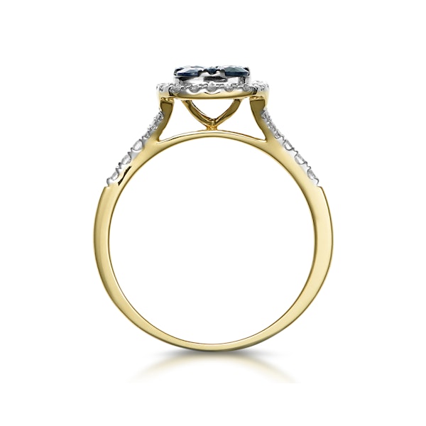 Sapphire and Diamond Halo Square Ring in 18K Gold - Asteria Collection - Image 3