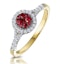 Ruby and Diamond Halo Circle Ring in 18K Gold - Asteria Collection - image 1