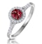 Ruby and Lab Diamond Halo Circle Ring 9K White Gold - Asteria - image 1