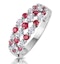Ruby and Lab Diamond 3 Row Ring in 9K White Gold - Asteria Collection - image 1