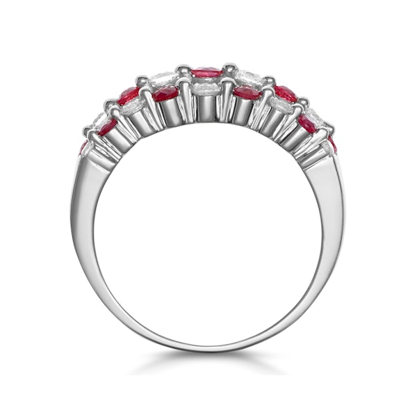 Ruby and Lab Diamond 3 Row Ring in 9K White Gold - Asteria Collection - Image 3