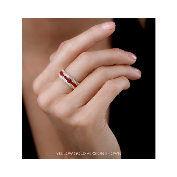 1ct Ruby and Diamond Eternity Ring 18K White Gold - Asteria Collection - Image 2