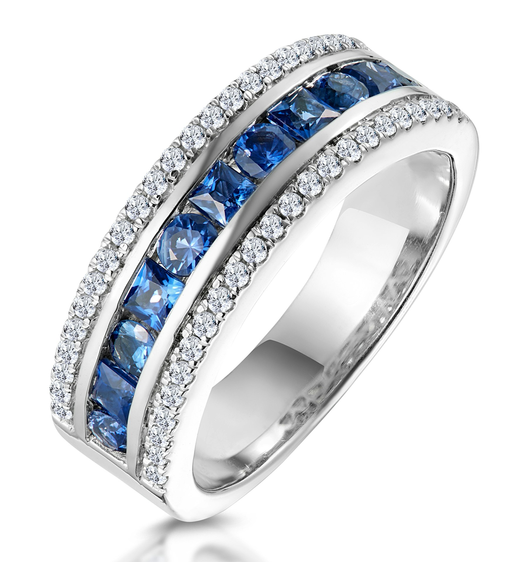 1ct Sapphire and Diamond Eternity Ring 18KW Gold - Asteria Collection