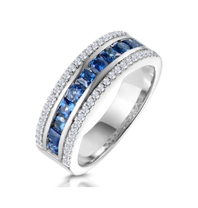 1ct Sapphire and Diamond Eternity Ring 18KW Gold - Asteria Collection