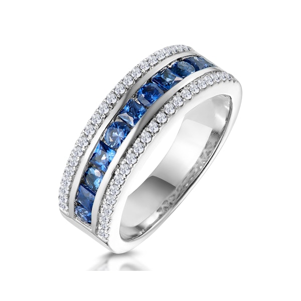 1ct Sapphire and Diamond Eternity Ring 18KW Gold - Asteria Collection - Image 1