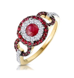 0.90ct Ruby and Diamond Circles Ring in 18K Gold - Asteria Collection