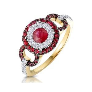 0.90ct Ruby and Diamond Circles Ring in 18K Gold - Asteria Collection