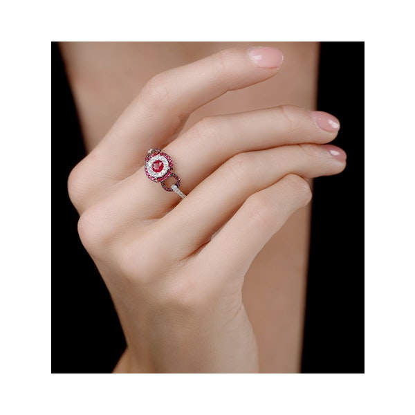 0.90ct Ruby and Diamond Circles Ring in 18K Gold - Asteria Collection - Image 2