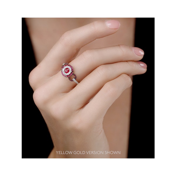 0.90ct Ruby and Diamond Circles Ring in 18KW Gold - Asteria Collection - Image 2