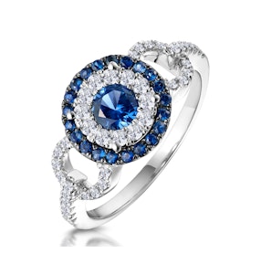 0.90ct Sapphire and Diamond Circles Ring 18KW Gold Asteria Collection