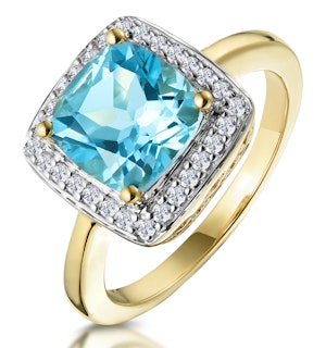 2ct Blue Topaz and Diamond Statement Ring 18K - Asteria Collection