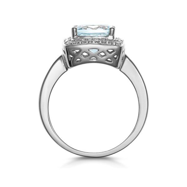 2ct Blue Topaz and Lab Diamond Ring 9K White Gold - Asteria - Image 3