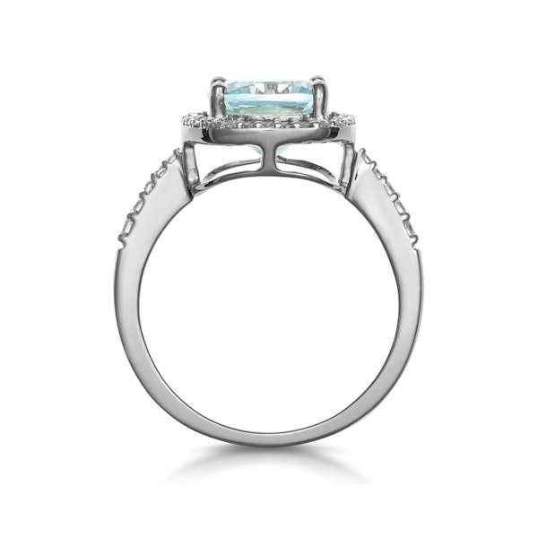 2ct Blue Topaz and Lab Diamond Shoulders Asteria Ring in 9K White Gold - Image 3