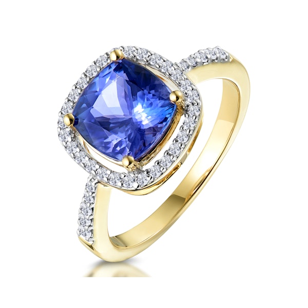 2ct Tanzanite and Diamond Shoulders Asteria Ring in 18K Gold - Image 1