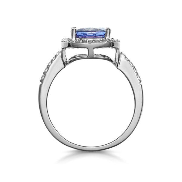 2ct Tanzanite and Diamond Shoulders Asteria Ring in 18K White Gold - Image 3