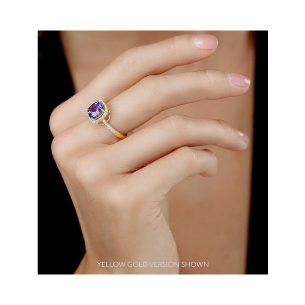 2ct Tanzanite and Diamond Shoulders Asteria Ring in 18K White Gold - Image 2