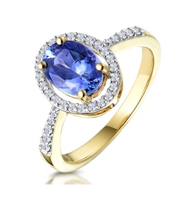 Tanzanite and Diamond Oval Halo Ring in 18K Gold - Asteria Collection