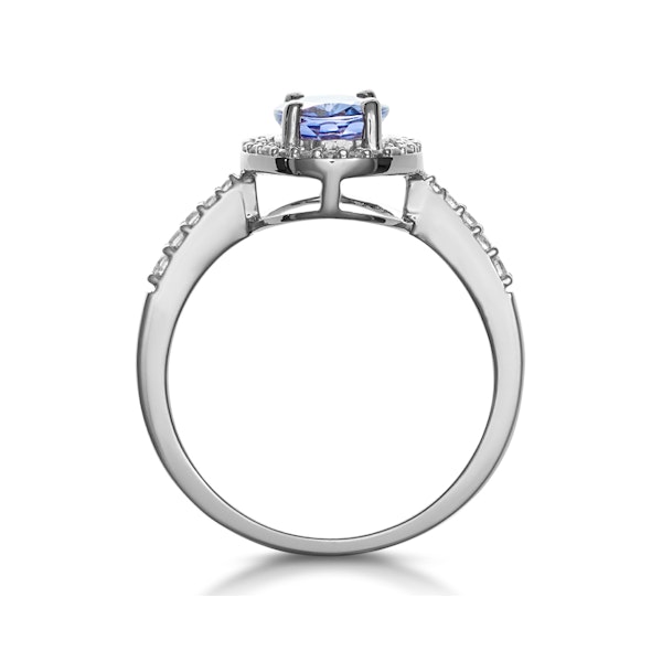Tanzanite and Diamond Oval Halo Ring in 18KW Gold - Asteria Collection - Image 3